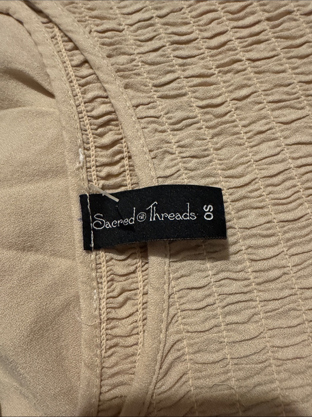 Sacred Threads Cream Smocked Yoke Flutter Top - Picture 3 of 3